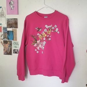 Vtg Pink Hummingbird Crewneck